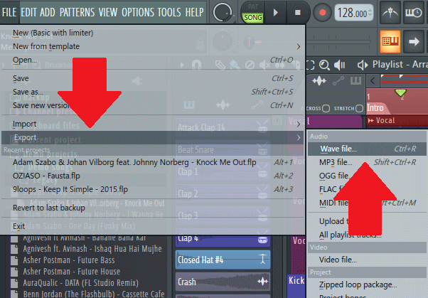 FL studio files export